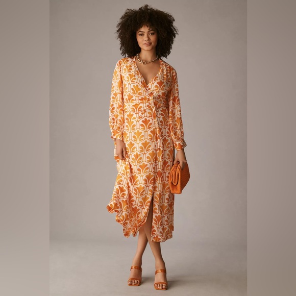 Anthropologie Maeve Printed Wrap Shirt Dress - Picture 5 of 16